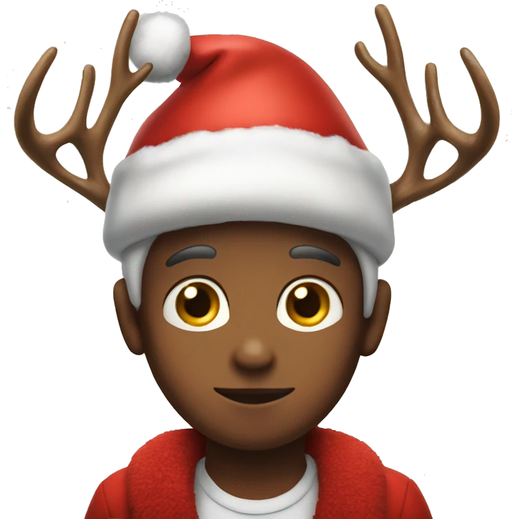 Boy with santa hat and antlers emoji