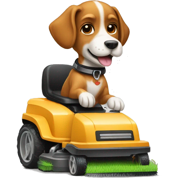 Dog riding lawnmower  emoji