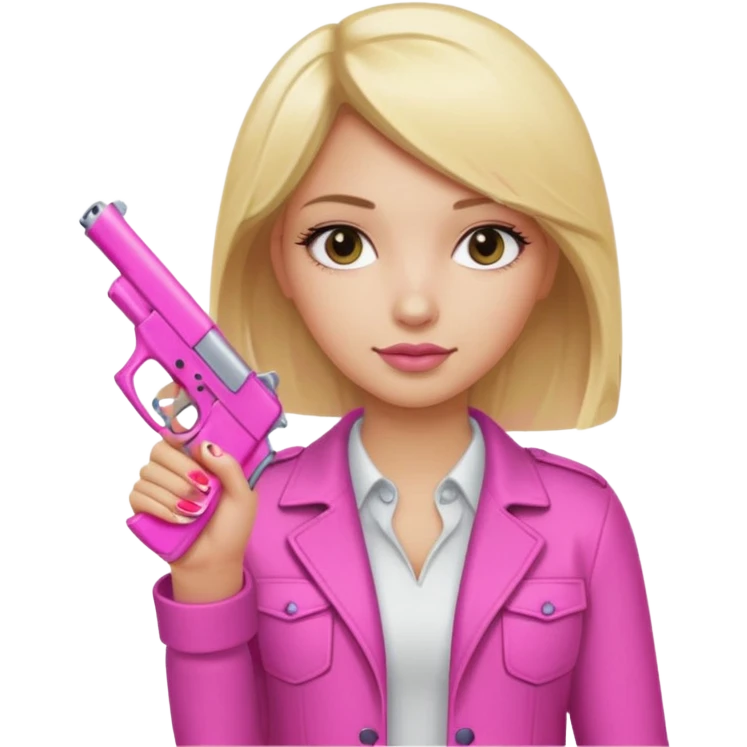 Rican  Girl blonde hair hand pink nails holding pink gun emoji