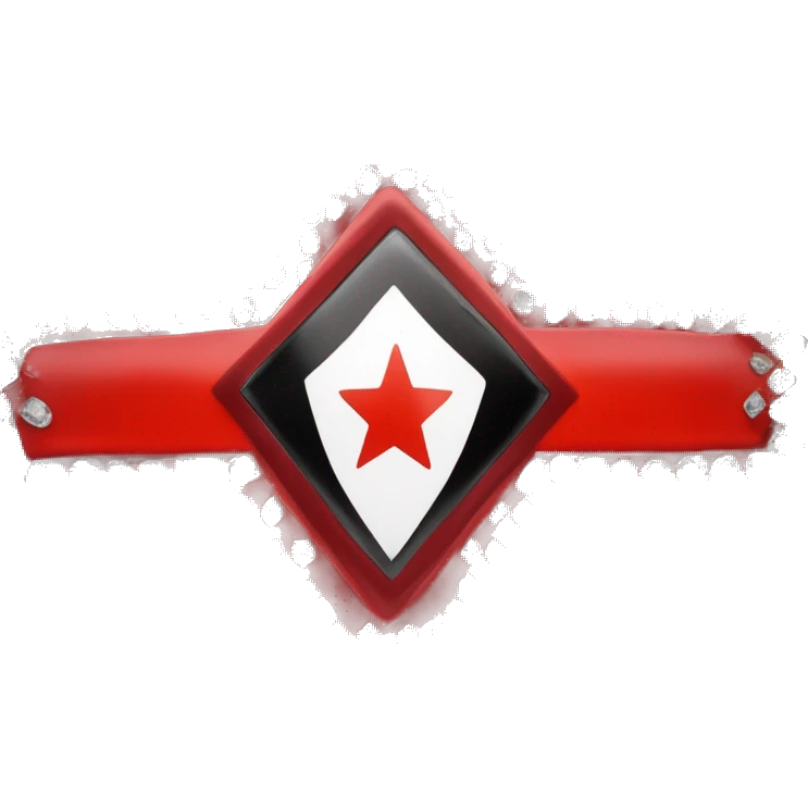 Bandera roja con diamante blanco en el centro que conecta con los bordes, y cuadrado negro dentro del diamante blanco que conecta con las lados del diamante emoji
