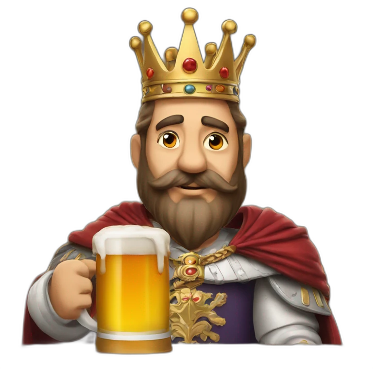 King with a beer and a label which says "sabia decision" emoji