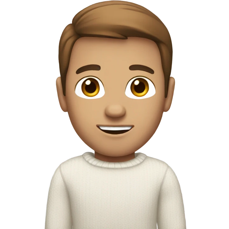 White guy with brown hair with white sweater  emoji
