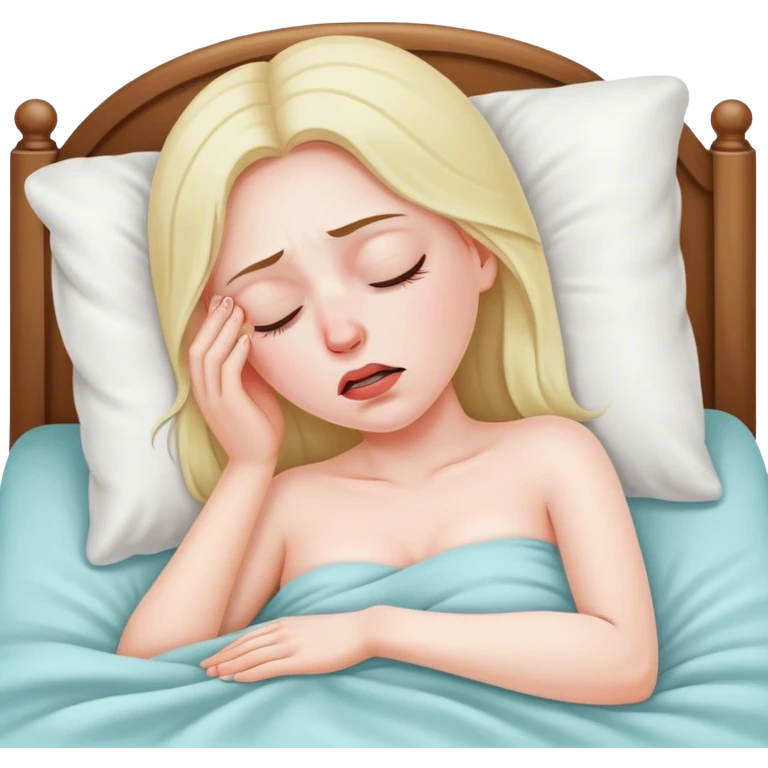 Woman In bed with sinus pain  emoji