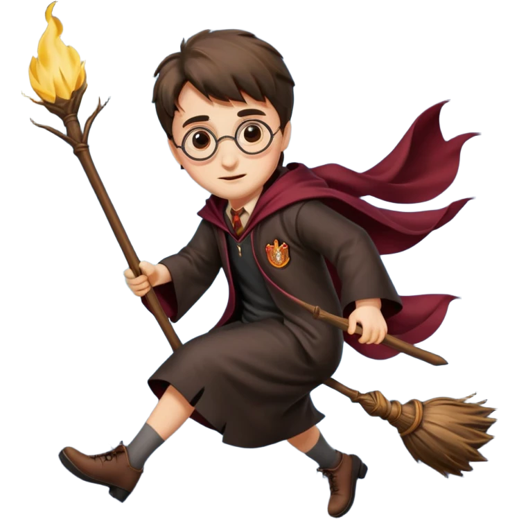 Harry potter flying on a broomstick emoji