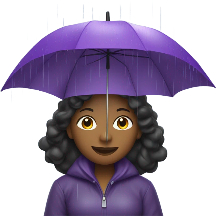 Black women with purple umbrella in the rain emoji