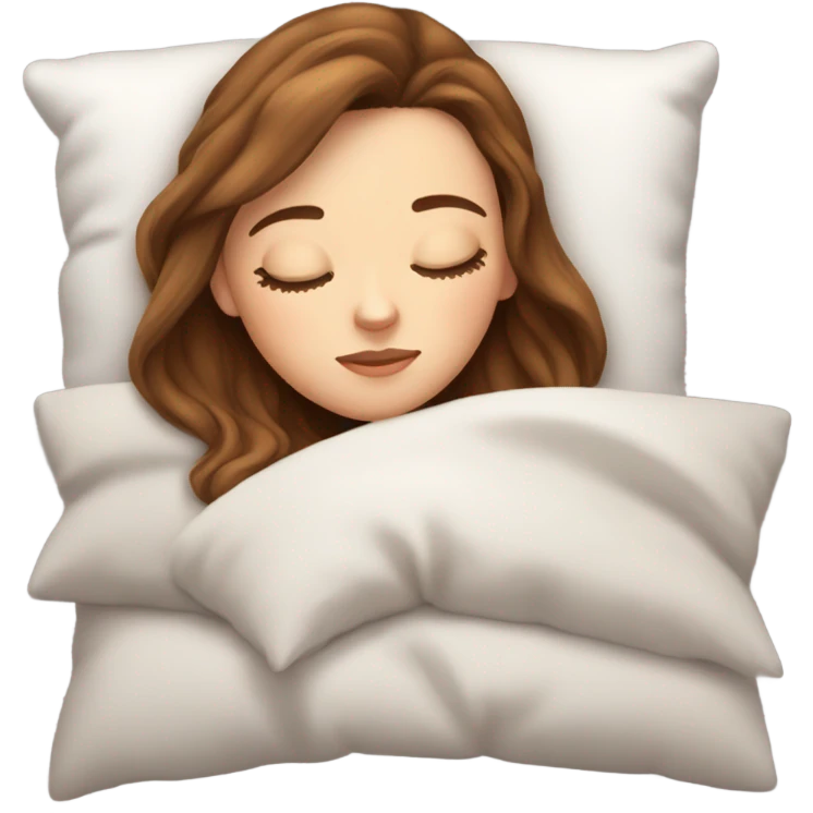 White girl with frekles Brown straight hair sleeping peacfully on a pillow  emoji