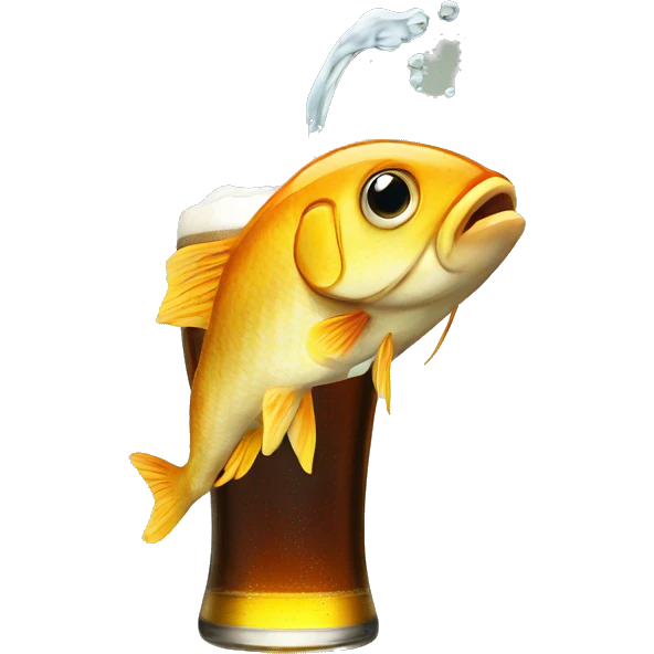 a fish drinking beer emoji
