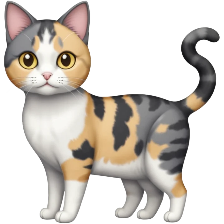 full body small short hair dark grey and white cat emoji