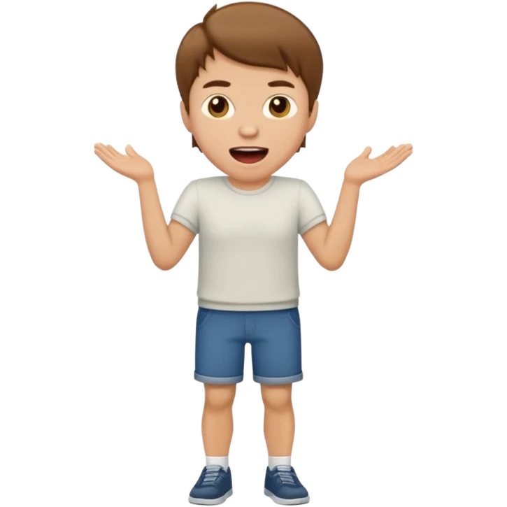 full body white man with mouth open and   emoji