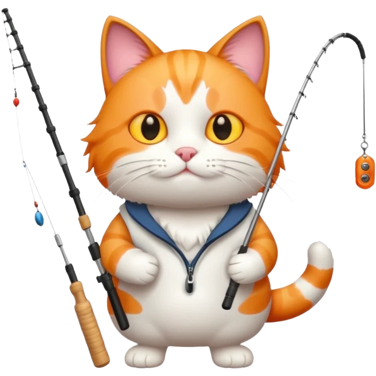 cat holding fishing rod emoji
