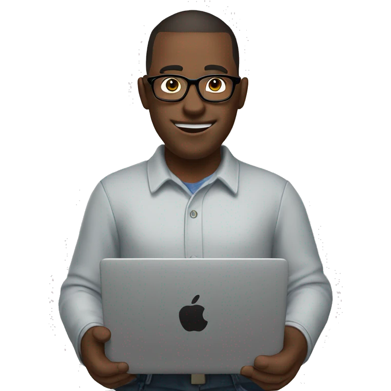 IT guy in glasses with a laptop in his hands emoji