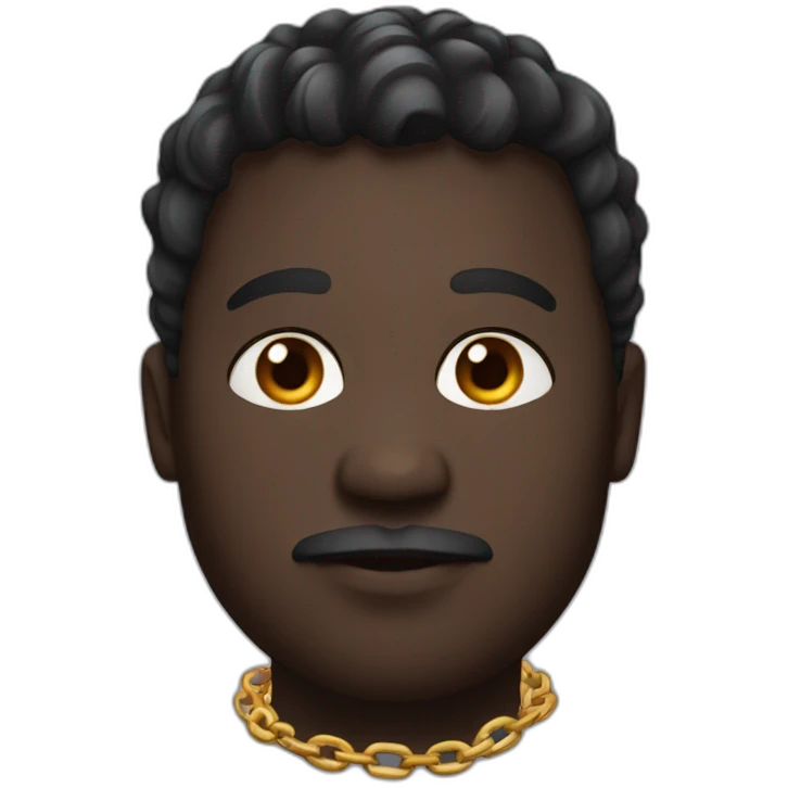 a man with dark skin, chubby face and gradient cut with a chain around his neck emoji