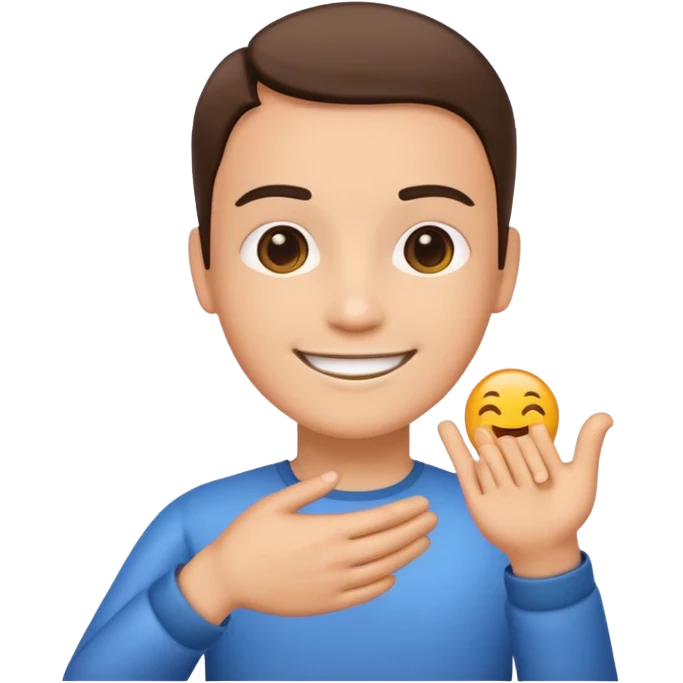 person holding hands with android, emoji style, smiling faces emoji