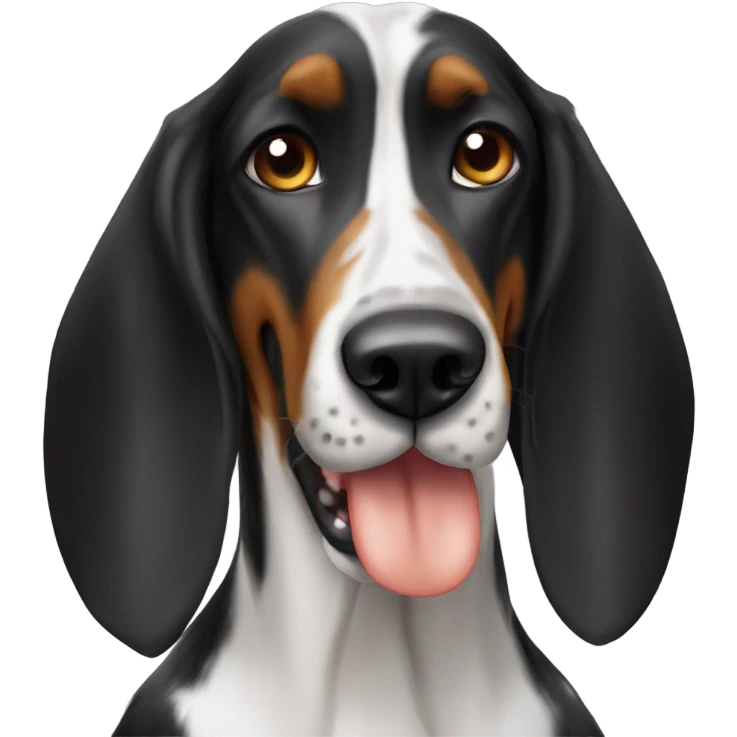 Black long eared coonhound eating cheese emoji