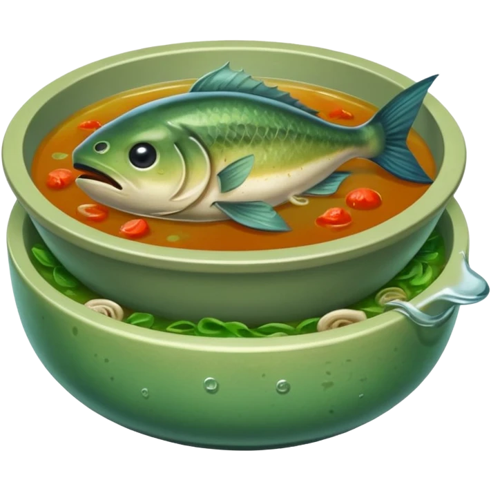 disgusting watery soup, fish head floating emoji