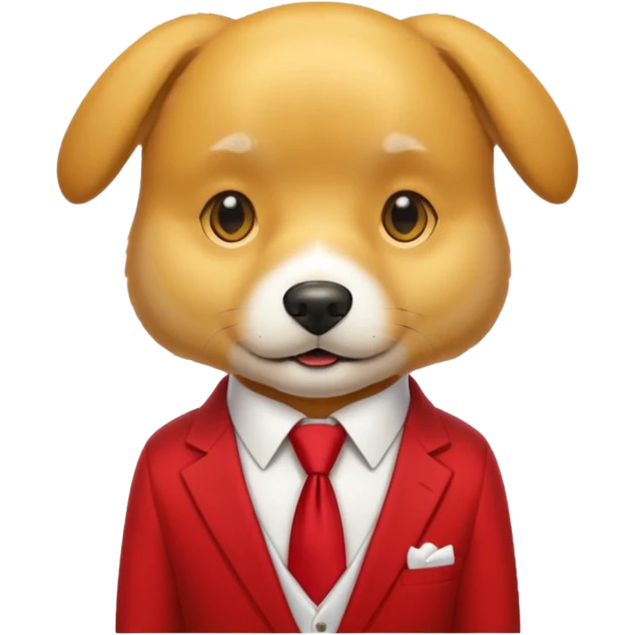 golden dog with white tie,red shirt emoji