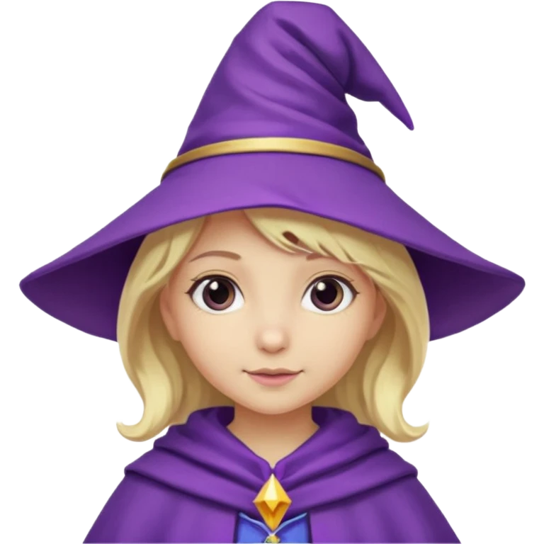 cute wizard girl with blonde hair and a purple wizard hat emoji