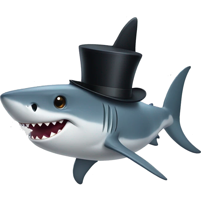 Shark with a top hat emoji