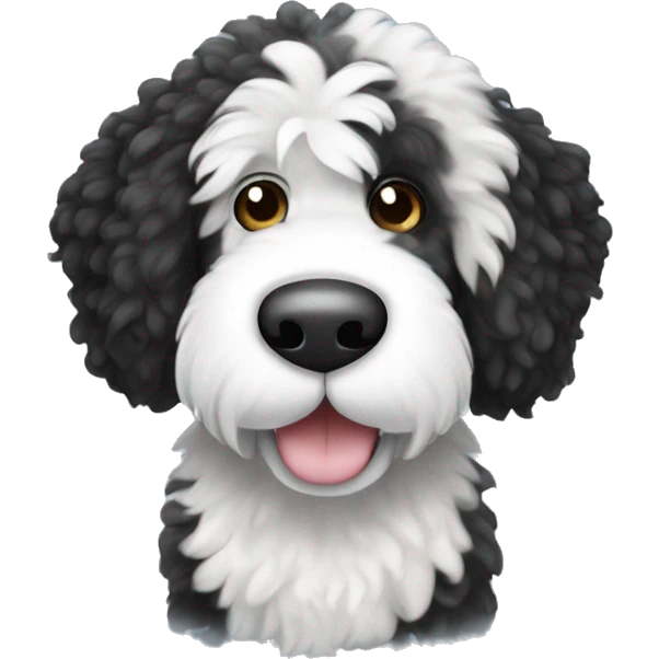 Black and white spotted sheepadoodle dog emoji