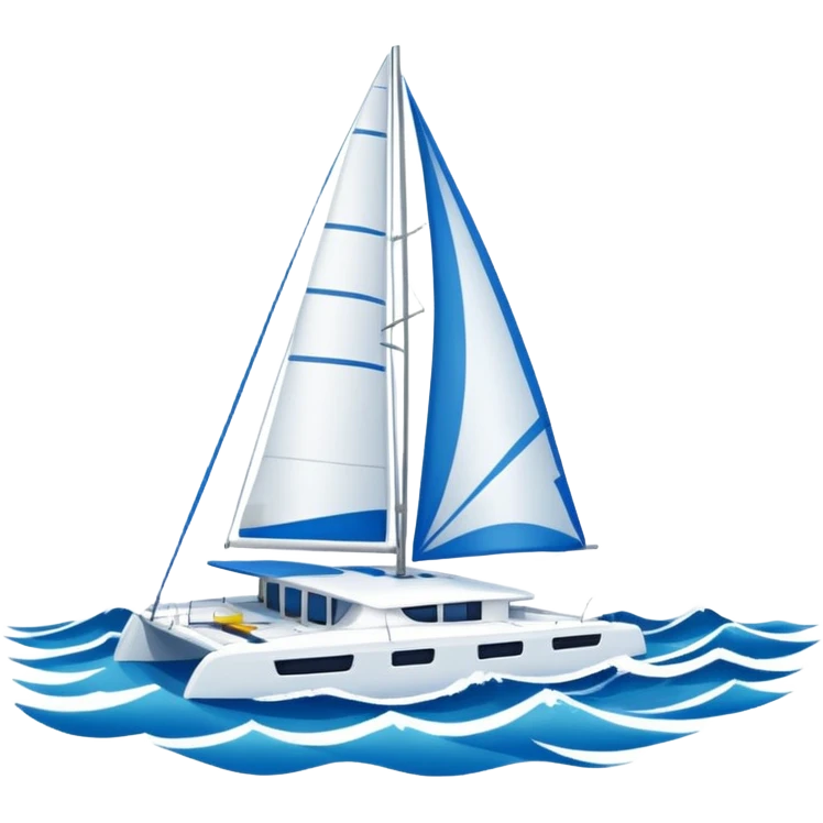 a catamaran sailing the waves in the water emoji