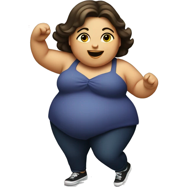Fat girl dancing, brunette emoji