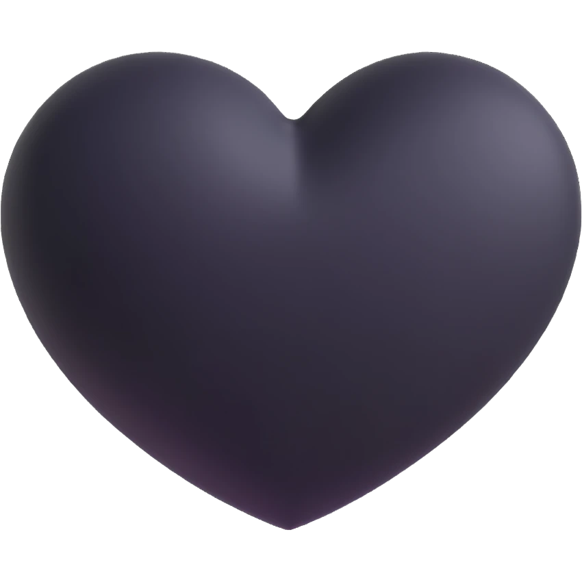 rubber black heart icon, matte finish, soft edges, 3D look emoji