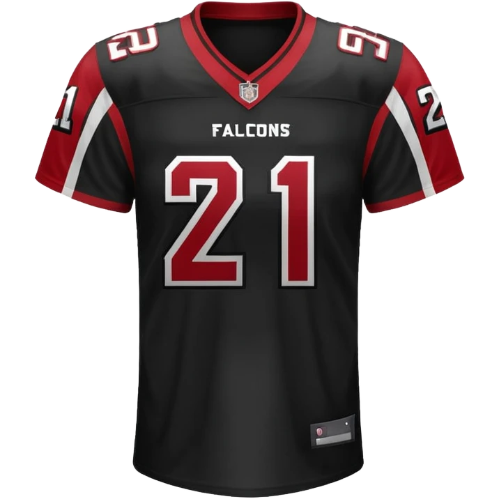 Black Atlanta falcons american football jersey featuring the number 21, ios emoji style emoji