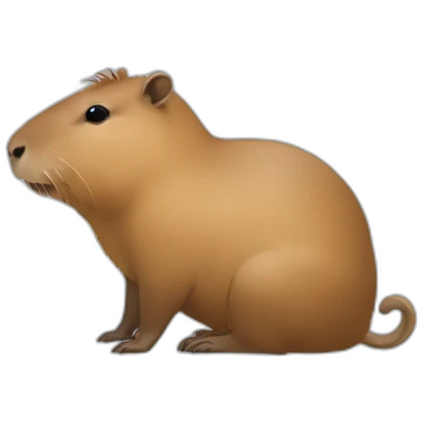 Un capybara tenant une fleur de douche et utilisant son téléphone de couleur blanc emoji