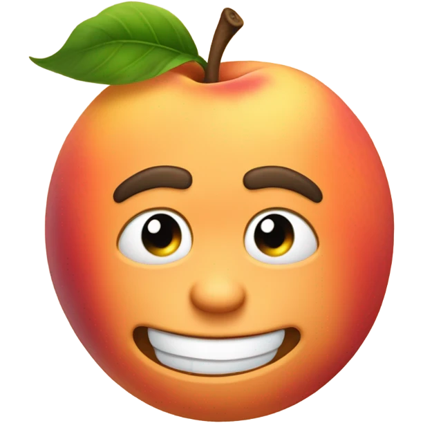 Man burying face into giant peach emoji