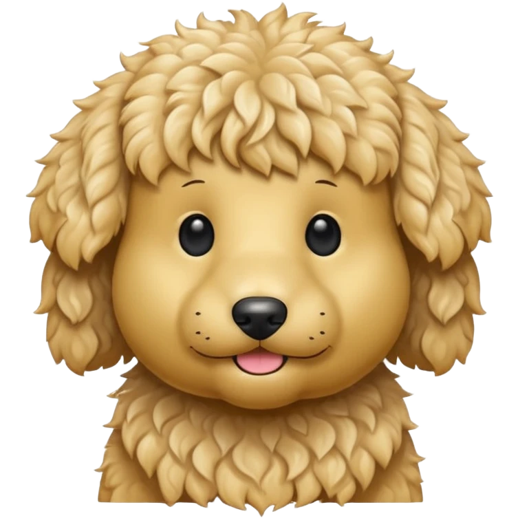 Can you make me an emoji of a white mini golden-doodle no brown in his fur that looks more like a poodle with black eyes? emoji