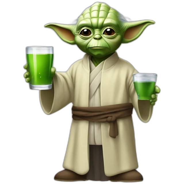 maitre yoda qui boit une boisson emoji