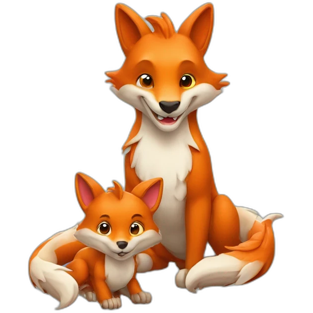 Un renard et un bébé dragon emoji