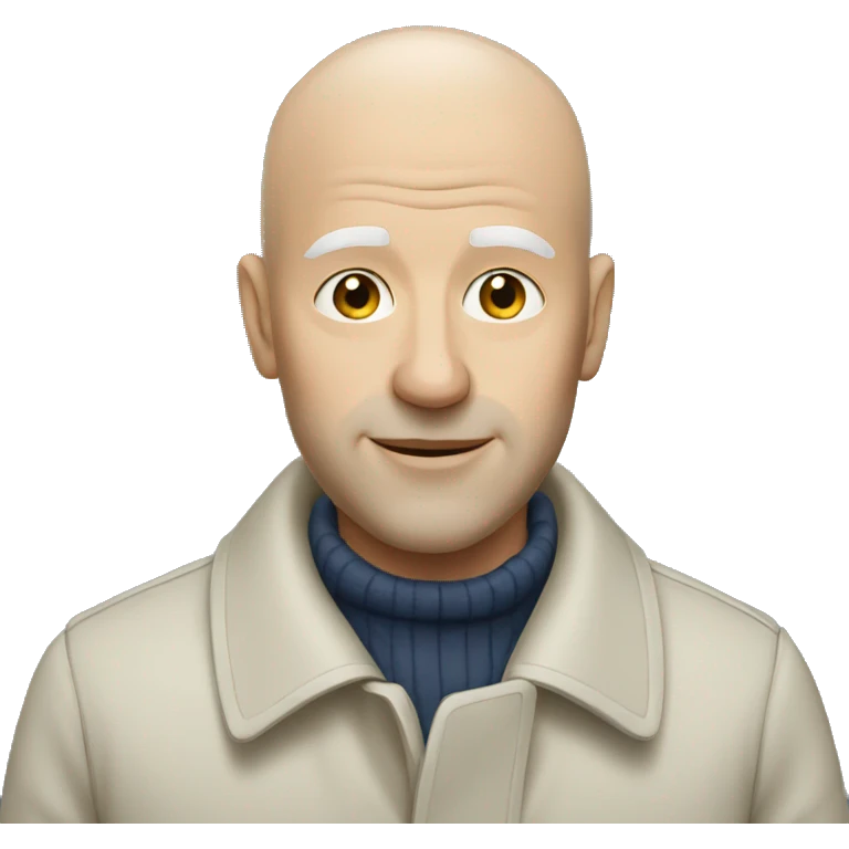 a white bald man wearing coat emoji