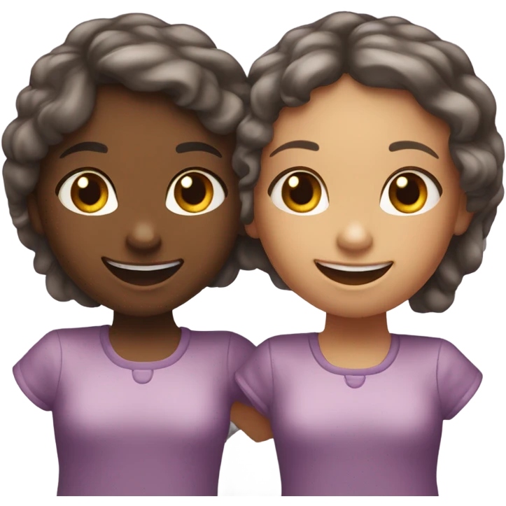 Two little girls playing emoji