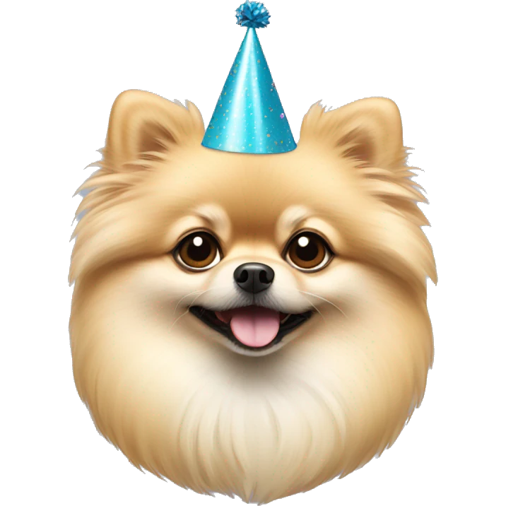 Creme pomeranian With party hat  emoji