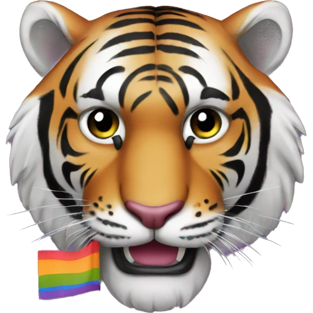 Tiger with a pride flag eggplant emoji