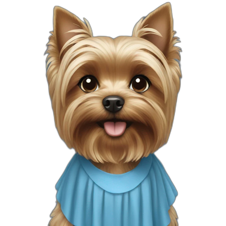 Yorkie wearing a blue dress emoji