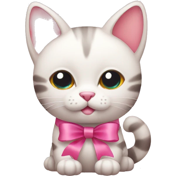 Cute cat with pink ribbon on head  emoji