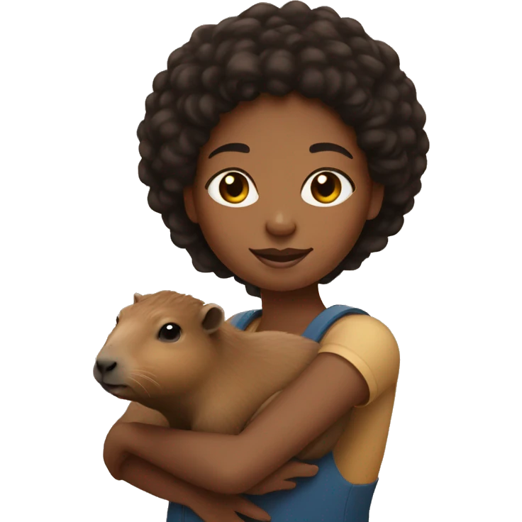 Black girl holding a capybara emoji