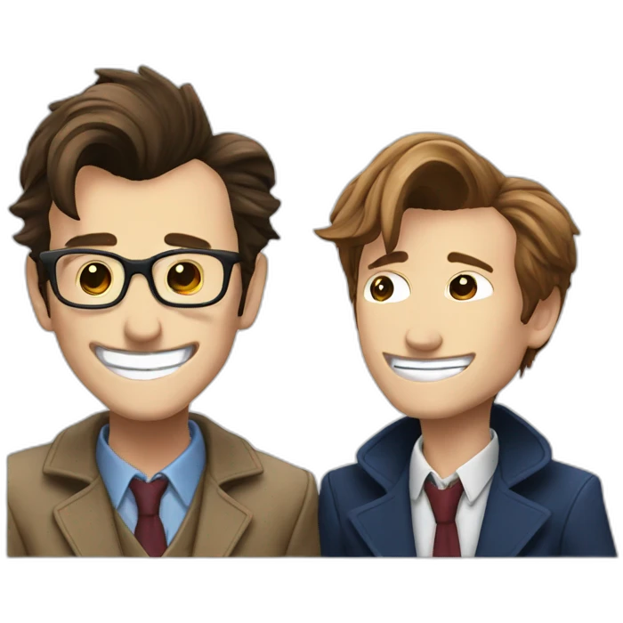 10th Doctor laughing with 11th Doctor  emoji