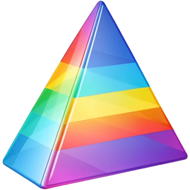 A 3d, not to detailed rainbow prismatic triangular prism. emoji