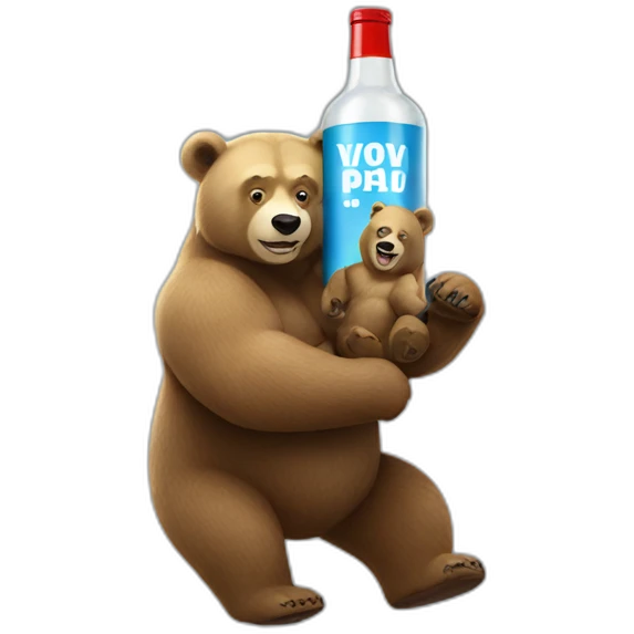 Putin on a bear with a bottle of vozka emoji