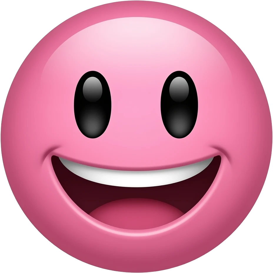 pink preppy joy/laughing smiley face. I want it to look like the classic yellow face. make it at least look good. SILLY emoji