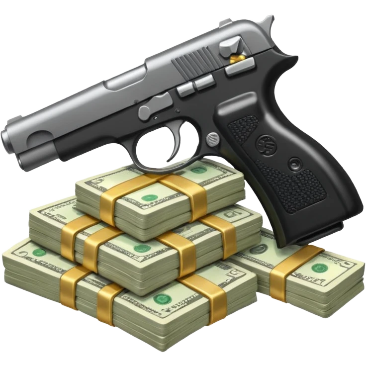 Money stack with a gun emoji