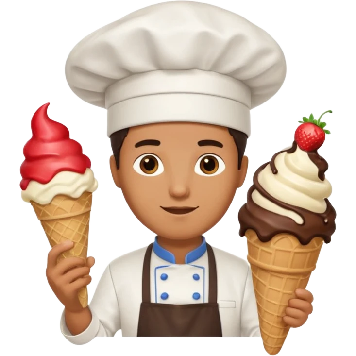 Male Chef with giant ice cream cone emoji
