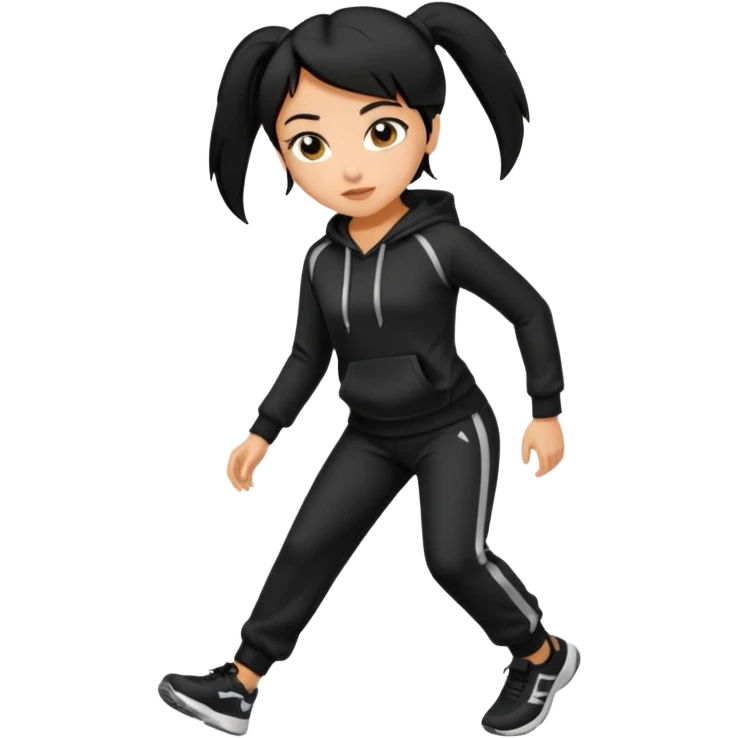 a pretty bratz tan girl who is fat . Hair color black. Jogging outfit emoji