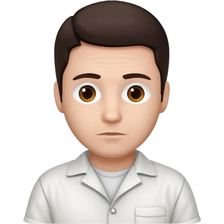 Steven Jay Russell with dark brown hair, white inmate outfit emoji