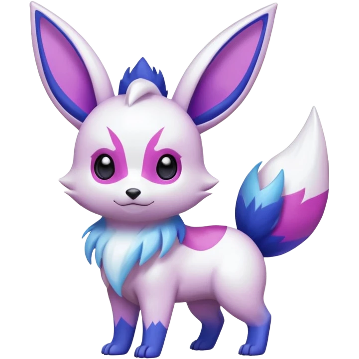 Shiny iridescent White with Violet and Indigo and pink markings Eevee-Zangoose-Pokémon-Digimon-Fakémon-fusion-hybrid-creature emoji