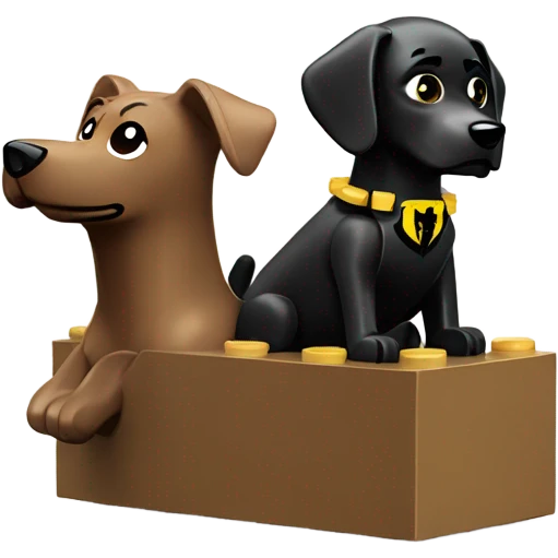 Lego Batman riding a Black lab emoji