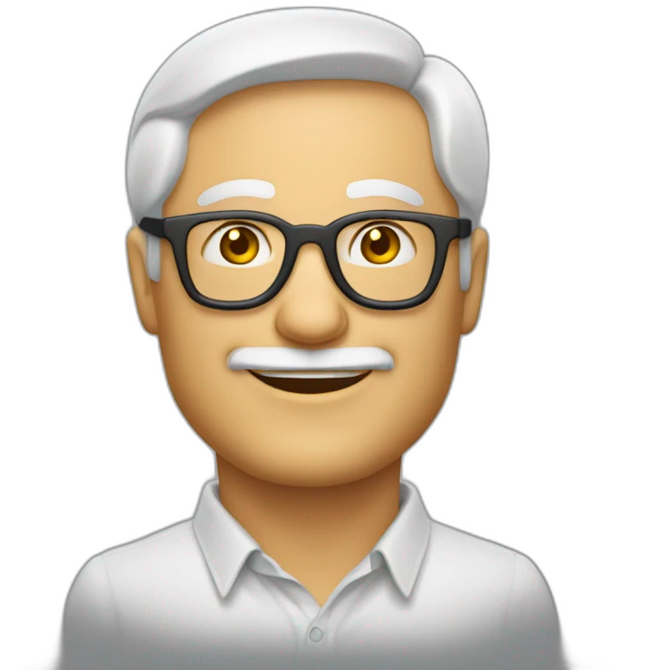 Homme scandinave de 50 ans chauve avec des lunettes souriant emoji